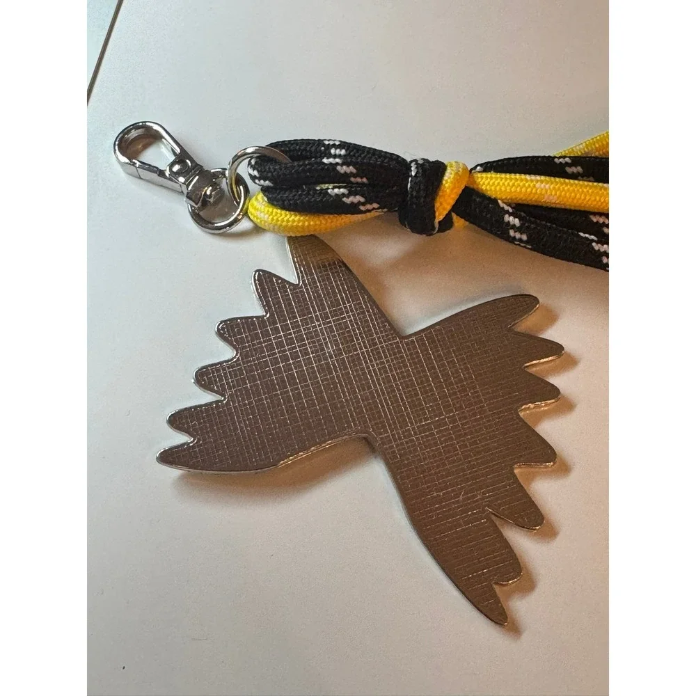 Yellow Farfalle Pasta Enamel Charm Keychain Paracord Tassel‎ Foodie Accessory